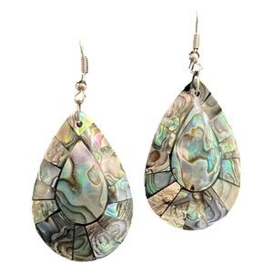Abalone Teardrop Earrings Dangle Pierced